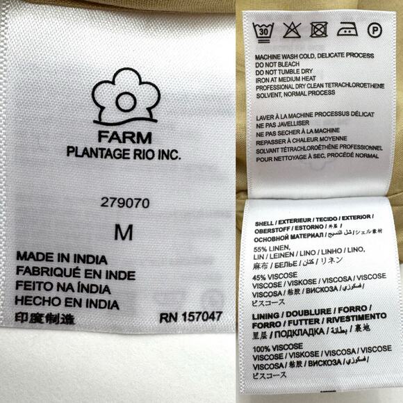 FARM Rio Embroidered Linen Blend Side Slit Midi Dress Ivory Beige M NWT - Picture 10 of 10